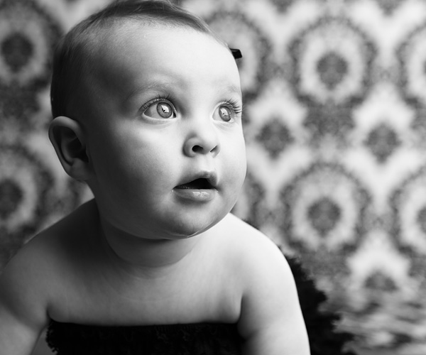 Black and white baby portrait