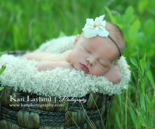 Outdoor newborn portrait close up