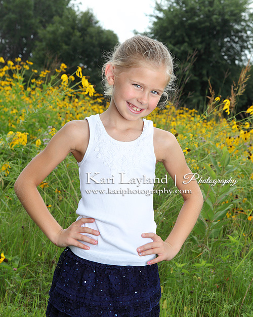 Girl in field of flowers, off camera flash OCF class