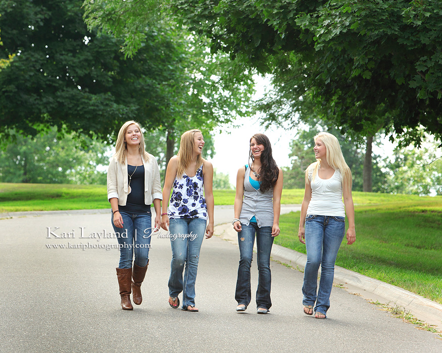 Girls walking and laughing