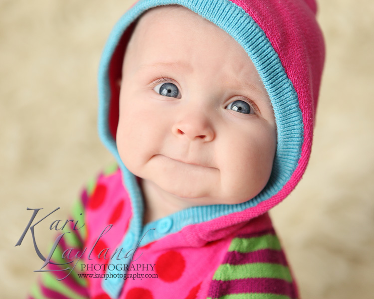 baby portrait with hood up, Kari Layland Photography
